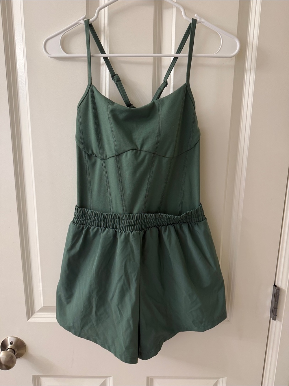 PINK Victoria's Secret Forest Green Romper with Adjustable Straps